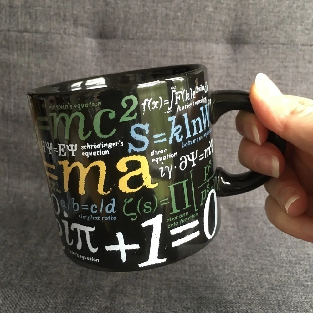 Math Formulas Coffee Mug, Black, Colorful, 12 oz